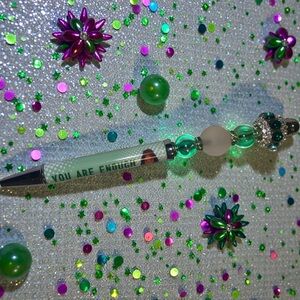 “You Are Enough” Green Beaded Pen